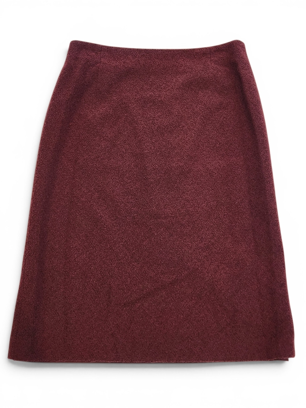 Escada Burgundy Wool And Rabbit Pencil Skirt Size EU 42 US 10
